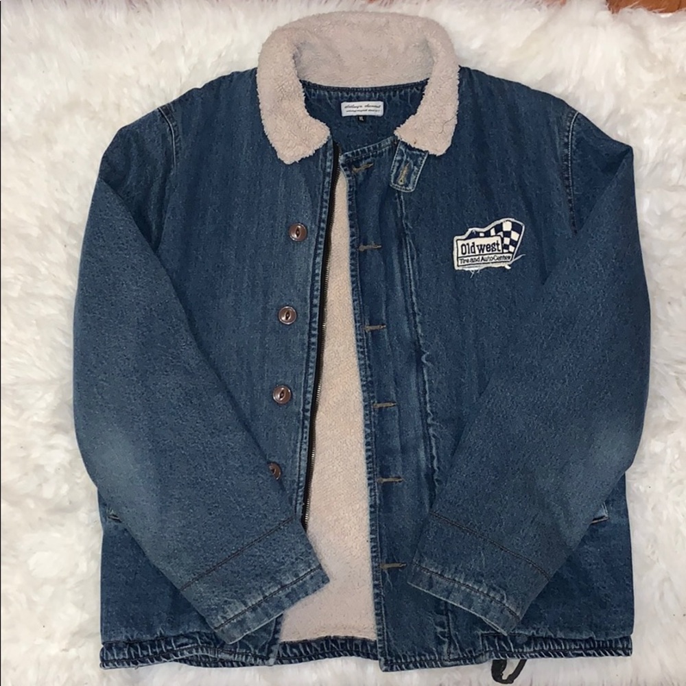 Vintage Denim Shearling Lined Jacket